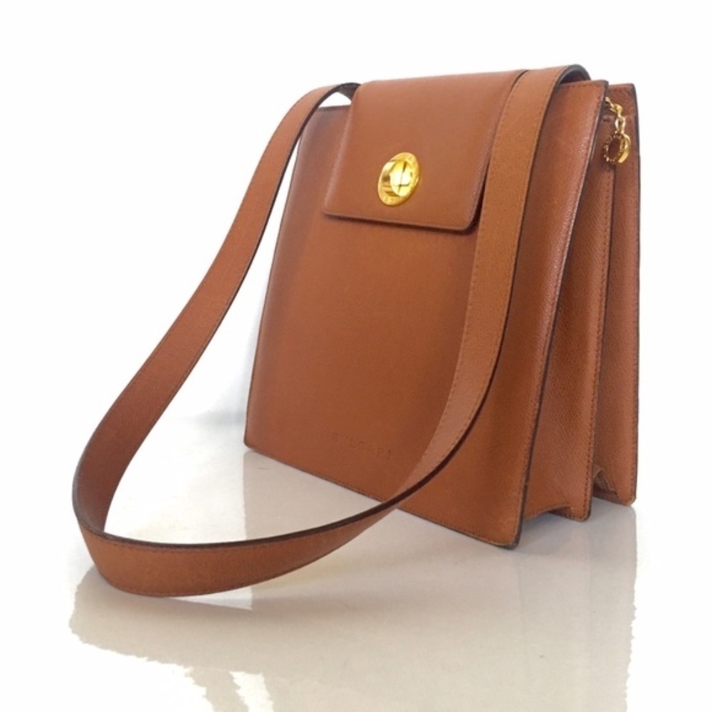 Bvlgari camel color cross body purse